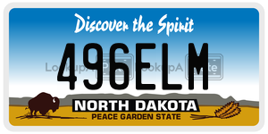 496ELM  license plate in ND