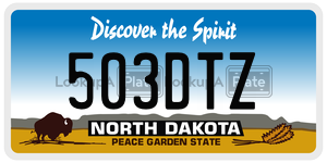 503DTZ  license plate in ND