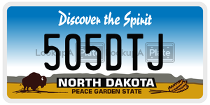 505DTJ  license plate in ND