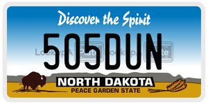 505DUN license plate in North Dakota