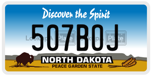 507BOJ  license plate in ND