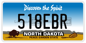 518EBR  license plate in ND