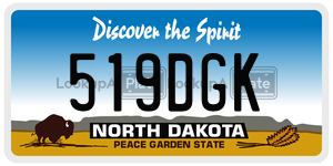519DGK  license plate in ND