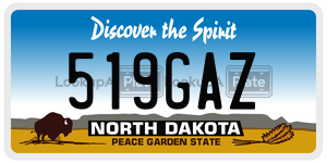 519GAZ  license plate in ND