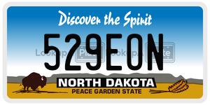 529EON license plate in North Dakota