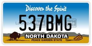 537BMG  license plate in ND