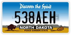538AEH  license plate in ND