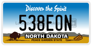 538EON  license plate in ND