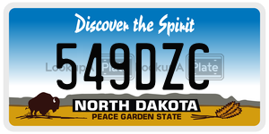 549DZC  license plate in ND