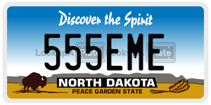 555EME  license plate in ND