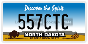 557CTC  license plate in ND