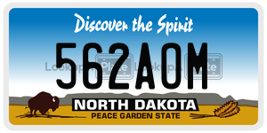 562AOM  license plate in ND