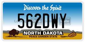 562DWY  license plate in ND
