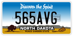 565AVG  license plate in ND