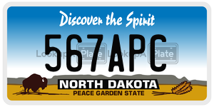 567APC  license plate in ND