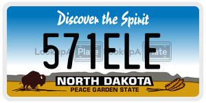 571ELE  license plate in ND