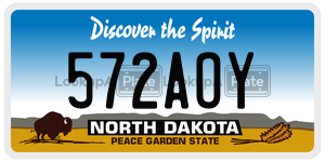 572AOY license plate in North Dakota