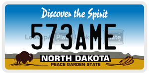 573AME  license plate in ND