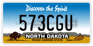 573CGU license plate in North Dakota