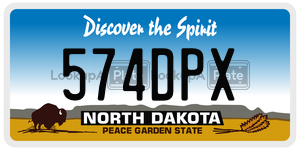 574DPX  license plate in ND