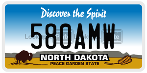 580AMW  license plate in ND
