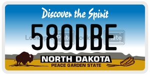 580DBE  license plate in ND