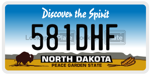 581DHF  license plate in ND
