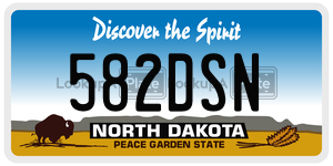 582DSN  license plate in ND