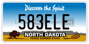583ELE  license plate in ND