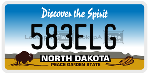 583ELG license plate in North Dakota