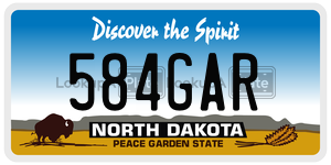 584GAR  license plate in ND