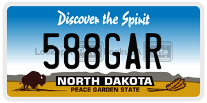 588GAR  license plate in ND