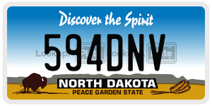 594DNV license plate in North Dakota