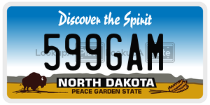 599GAM  license plate in ND