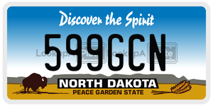 599GCN  license plate in ND