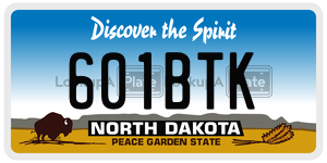 601BTK  license plate in ND