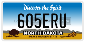 605ERU  license plate in ND