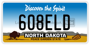 608ELD license plate in North Dakota