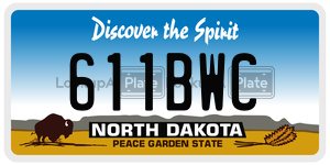 611BWC  license plate in ND
