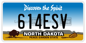 614ESV  license plate in ND