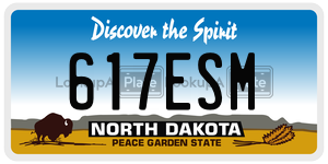 617ESM  license plate in ND