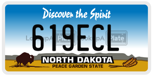 619ECL  license plate in ND