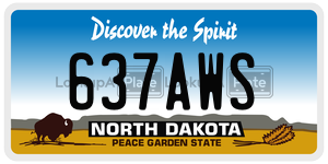 637AWS  license plate in ND