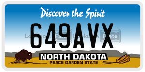 649AVX  license plate in ND