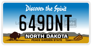 649DNT  license plate in ND