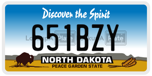 651BZY  license plate in ND