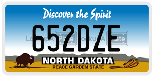 652DZE  license plate in ND
