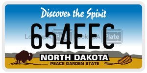 654EEC  license plate in ND