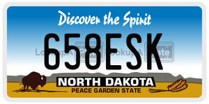 658ESK  license plate in ND