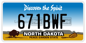 671BWF  license plate in ND